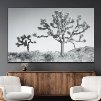 29996209-MGV-CV-36X24-Joshua Tree Art Wall Art Canvas Print, Framed Black White Landscape Art Picture Print, Desert Tree Decor Perfect Southwestern Boho