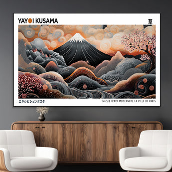 63125329-MGV-CV-36X24-Japanese Mt Fuji Wall Art – Surreal Ukiyo e Style Cherry Blossom Poster, Swirling Cloud Landscape Print, Modern Oriental Asian