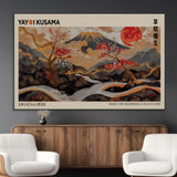 77970791-MGV-CV-36X24-Mount Fuji Golden Abstract Wall Art – Japanese Landscape Canvas Poster, Cherry Blossom & Red Sun Painting, Elegant Zen Oriental