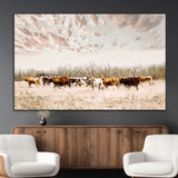 57389417-MGV-CV-36X24-Cow Herd Photography Wall Art Canvas Print, Framed Rustic Farmhouse Decor Art Picture Print, Western Ranch Style Perfect Rustic