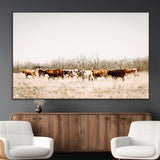 12454132-MGV-CV-36X24-Cow Herd Photography Wall Art Canvas Print, Framed Rustic Farmhouse Decor Art Picture Print, Western Ranch Style Perfect Rustic