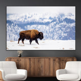 58512275-MGV-CV-36X24-Cowboy Aesthetic Wall Art Canvas Print, Framed Neutral Animal Theme Art Picture Print, Bison Ranch Style Perfect Rustic Western