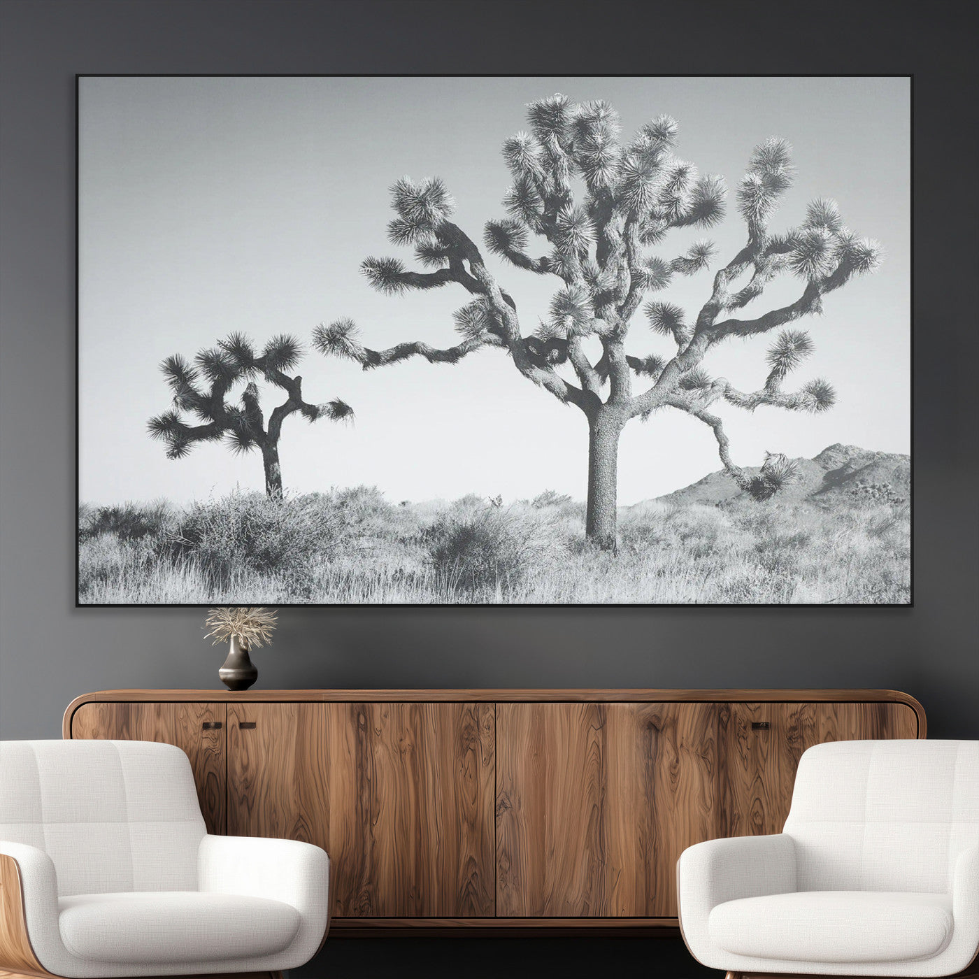 58647785-MGV-CV-36X24-Calm Earthy Aesthetic Wall Art Canvas Print, Framed Arid Terrain Decor Art Picture Print, Joshua Tree Perfect Rustic Minimalist