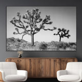 93692513-MGV-CV-36X24-Joshua Tree Wall Art Canvas Print, Framed Monochrome Desert Art Picture Print, Minimalist Nature Scene Perfect Southwestern