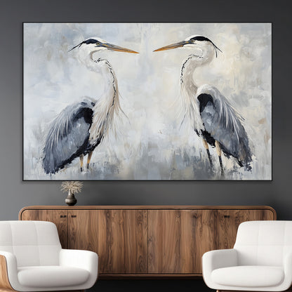 90806932-MGV-CV-36X24-Heron Wall Art Wall Art Canvas Print, Framed Bird Canvas Decor Art Picture Print, Nature Inspired Perfect Coastal Minimalist Decor