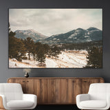 77311749-MGV-CV-36X24-Mountain Landscape Wall Art Canvas Print, Framed Snowy Peaks Art Picture Print, Alpine Aesthetic Perfect Rustic Winter Decor
