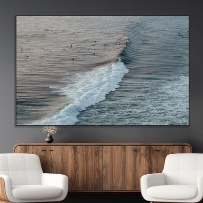 23077324-MGV-CV-36X24-Ocean Waves Wall Art Canvas Print, Framed Coastal Serenity Art Picture Print, Surf Aesthetic Perfect Modern Coastal Decor Artwork