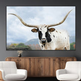 63592811-MGV-CV-36X24-Texas Longhorn Wall Art Canvas Print, Framed Western Rustic Art Picture Print, Farmhouse Decor Perfect Rustic Farmhouse Decor