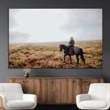 57597730-MGV-CV-36X24-Cowboy Wall Art Wall Art Canvas Print, Framed Western Canvas Art Picture Print, Rustic Ranch Scene Perfect Rustic Western Decor