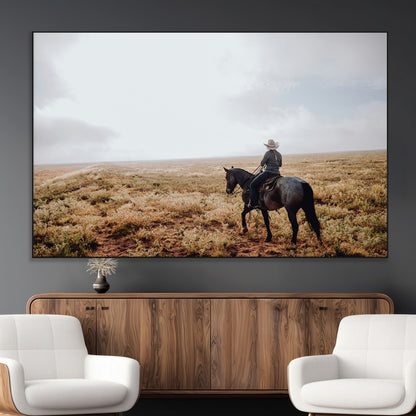 57597730-MGV-CV-36X24-Cowboy Wall Art Wall Art Canvas Print, Framed Western Canvas Art Picture Print, Rustic Ranch Scene Perfect Rustic Western Decor