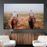 54943176-MGV-CV-36X24-Cowboy Wall Art Wall Art Canvas Print, Framed Western Canvas Art Picture Print, Rustic Ranch Scene Perfect Rustic Western Decor