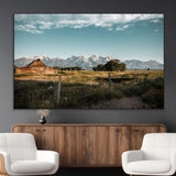 92497443-MGV-CV-36X24-Rustic Farmhouse Wall Art Canvas Print, Framed Mountain Cabin Art Picture Print, Western Landscape Perfect Rustic Farmhouse Decor