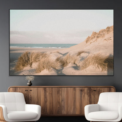 28064037-MGV-CV-36X24-Minimalist Seascape Wall Art Canvas Print, Framed Neutral Beach Print Art Picture Print, Sand Dune Photography Perfect