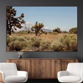 16114018-MGV-CV-36X24-Joshua Tree Wall Art Canvas Print, Framed Desert Landscape Art Picture Print, Mountain Horizon Perfect Southwestern Boho Decor