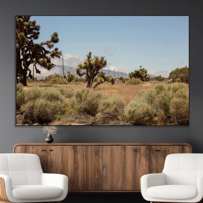 16114018-MGV-CV-36X24-Joshua Tree Wall Art Canvas Print, Framed Desert Landscape Art Picture Print, Mountain Horizon Perfect Southwestern Boho Decor