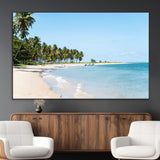 37858872-MGV-CV-36X24-Palm Tree Coast Wall Art Canvas Print, Framed Island Getaway Art Picture Print, Crystal Blue Water Perfect Tropical Coastal Decor