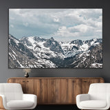 94074619-MGV-CV-36X24-Snowy Peaks Wall Art Canvas Print, Framed Alpine Wilderness Art Picture Print, Mountain Escape Perfect Winter Serenity Decor