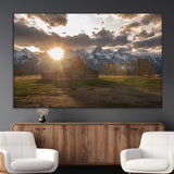 52555760-MGV-CV-36X24-Snowy Peaks Wall Art Canvas Print, Framed Nature Escape Art Picture Print, Rustic Charm Perfect Rustic Western Decor Artwork