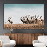 81594705-MGV-CV-36X24-Elk Herd Wall Art Canvas Print, Framed Wildlife Photography Art Picture Print, Rustic Nature Print Perfect Rustic Wildlife Decor