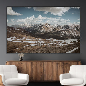 44565953-MGV-CV-36X24-Mountain Landscape Wall Art Canvas Print, Framed Snowy Peaks Art Picture Print, Rugged Highlands Perfect Rustic Adventure Decor