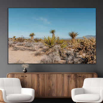 35156165-MGV-CV-36X24-Joshua Tree Wall Art Canvas Print, Framed Desert Landscape Art Picture Print, Warm Earth Tones Perfect Southwestern Minimalist