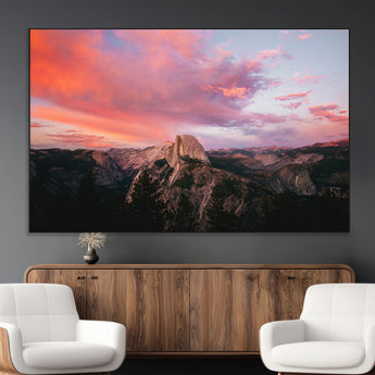 32786115-MGV-CV-36X24-Half Dome Wall Art Canvas Print, Framed Yosemite National Park Art Picture Print, Dramatic Sunset Perfect Adventurous Wilderness