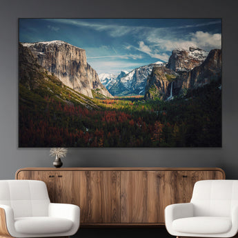 15244033-MGV-CV-36X24-Yosemite National Wall Art Canvas Print, Framed Mountain Landscape Art Picture Print, El Capitan Perfect Rustic Farmhouse Decor