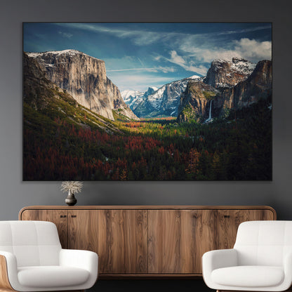 15244033-MGV-CV-36X24-Yosemite National Wall Art Canvas Print, Framed Mountain Landscape Art Picture Print, El Capitan Perfect Rustic Farmhouse Decor
