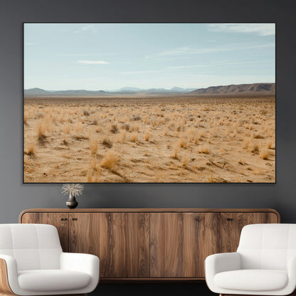 55918919-MGV-CV-36X24-Desert Landscape Wall Art – Golden Grass Plains and Mountain Horizon Canvas Print, Southwest Nature Photography Decor for Living