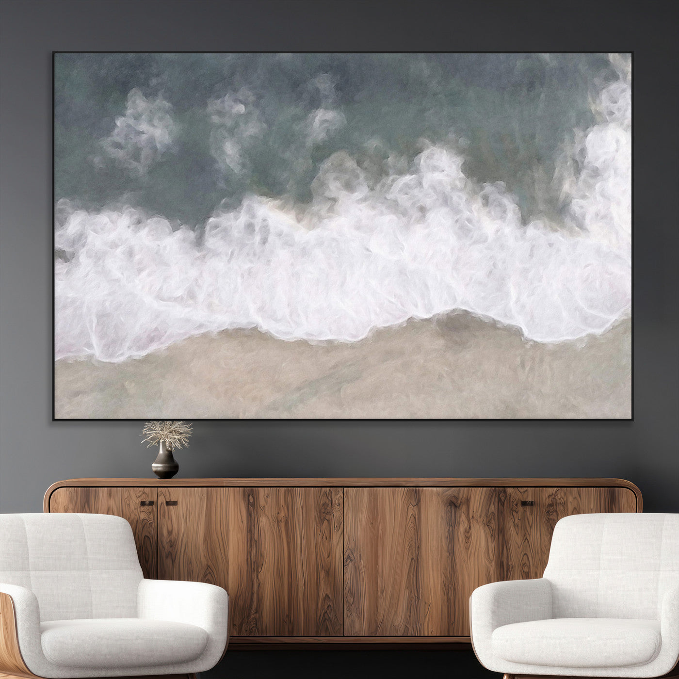 10072982-MGV-CV-36X24-Abstract Ocean Wave Wall Art – Coastal Beach Canvas Print, Minimalist Seascape Painting, Modern Ocean Inspired Artwork for Living