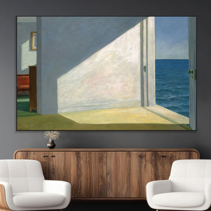 34188481-MGV-CV-36X24-Coastal Sunlight Wall Art – Minimalist Ocean View Canvas Print, Serene Beach House Inspired Decor for Bedroom, Living Room,