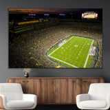 23655234-MGV-CV-36X24-Lambeau Field Stadium Wall Art – American Football Night Game Canvas Print with Packed Crowd and Lights – Sports Decor for Man