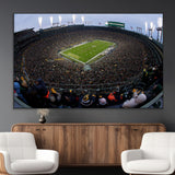 14387817-MGV-CV-36X24-Lambeau Field Stadium Wall Art – Green Bay Packers Game Day Canvas Print with Fireworks and Crowd – NFL Football Fan Man Cave