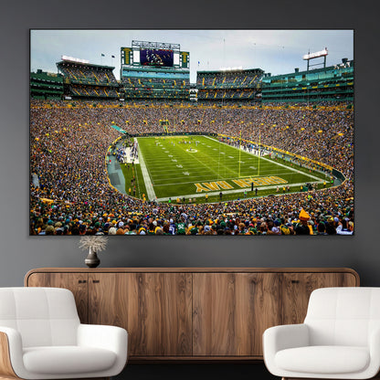 96617112-MGV-CV-36X24-Lambeau Field Wall Art – Green Bay Packers NFL Football Stadium Canvas Print – Game Day Crowd Sports Decor for Man Cave, Bar, or