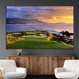 39644075-SEG-FC-51X34_Oversize_Oversize-Golf Course Wall Art – Coastal Sunset Canvas Print, Scenic Oceanfront Fairway Landscape Decor for Office, Man Cave, or Living Room