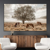 87590224-MGV-CV-36X24-Longhorn Cattle Wall Art – Rustic Western Landscape Canvas Print, Texas Farmhouse Prairie Scene for Living Room, Office, or Ranch