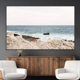 25481980-MGV-CV-36X24-Ocean Coastal Wall Art – Rocky Shoreline and Waves Canvas Print, Serene Beach Landscape Decor for Living Room, Bedroom, or Office