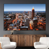 25096967-MGV-CV-36X24-Atlanta Skyline Wall Art – Vibrant Cityscape Canvas Print, Modern Night Lights Urban Decor for Office, Living Room, or Apartment