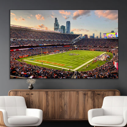 55377093-MGV-CV-36X24-Soldier Field Wall Art – Panoramic Chicago Bears Football Stadium Canvas Print, Game Day Sports Decor for Man Cave, Bar, Office,