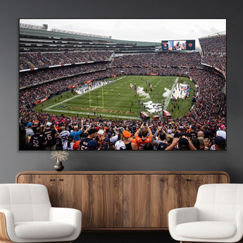 18347149-MGV-CV-36X24-Soldier Field Wall Art – Chicago Bears Football Stadium Canvas Print, Game Day Sports Decor for Man Cave, Bar, Office, or Living