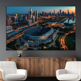 36690345-MGV-CV-36X24-Soldier Field Wall Art – Chicago Bears Stadium Aerial Night Canvas Print, City Skyline Football Decor for Living Room, Office, or