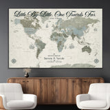 10693204-MGV-CV-36X24-Little By Little One Travels Far Tolkien Quote Blue Green World Map Adventure Wall Art Canvas Print Rustic Wanderlust Travel Decor