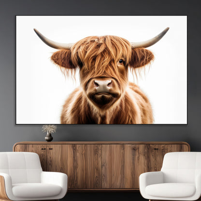 637908607-MGV-FC-93X47-3P_Black-Highland Cow Wall Art Print – Rustic Farmhouse Animal Portrait, Scottish Highland Cattle Canvas, Modern Country Wall Decor for