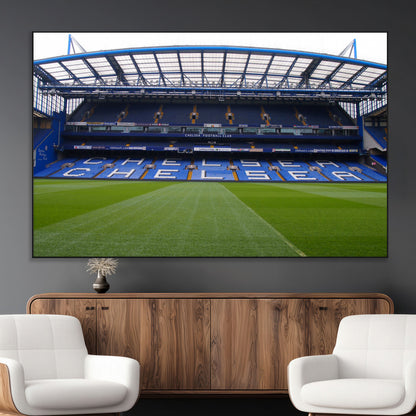 38616413CHELSA-MGV-CV-36X24-Chelsea Stadium Wall Art – Panoramic Football Field Canvas Print, Game Day Sports Decor for Living Room, Office, or Man Cave
