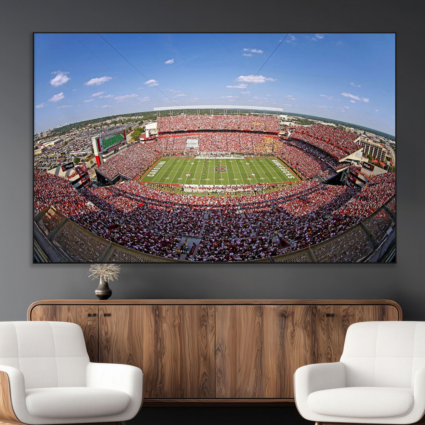 29492070-MGV-CV-36X24-Stadium Wall Art – Panoramic College Football Canvas Print, Game Day Crowd and Field Scene, Sports Photography Decor for Office,