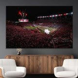 60690191-MGV-CV-36X24-Stadium Wall Art – Night Game Football Canvas Print with Fireworks, Marching Band and Crowd, Panoramic Sports Photography for Man