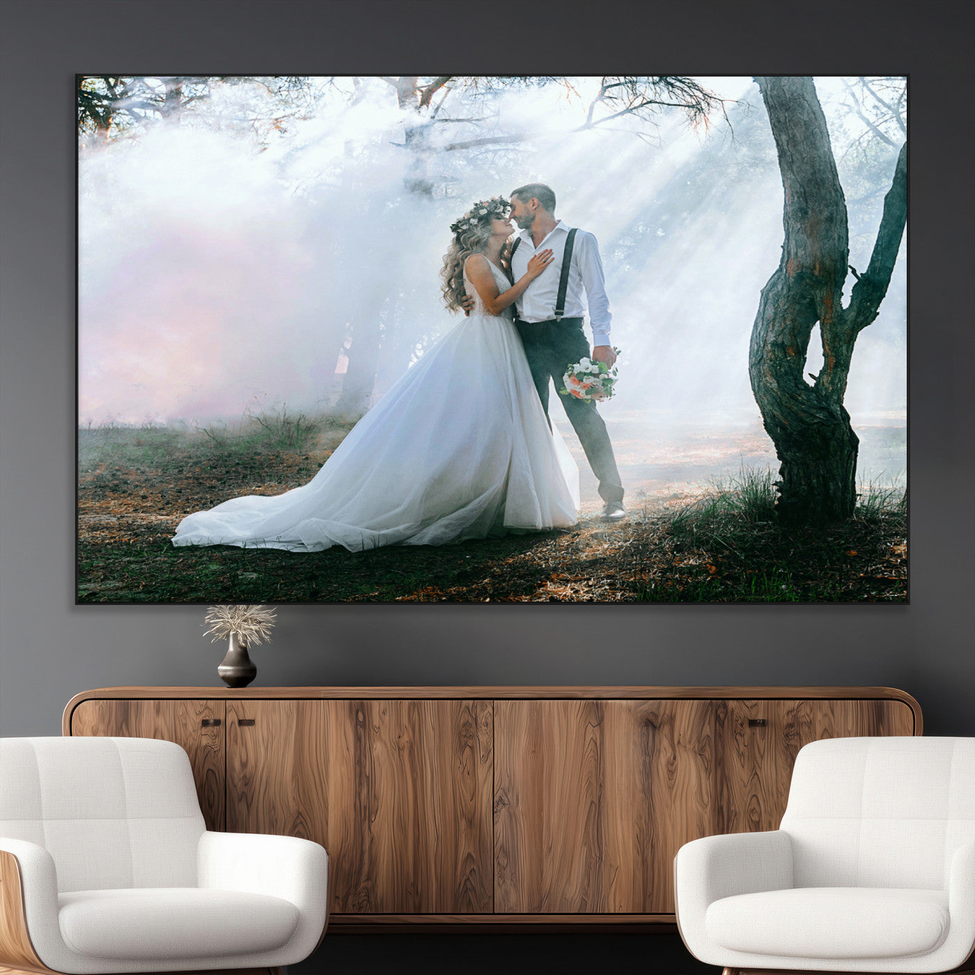 CSTM913-MGV-CV-36X24-Framed Wedding Canvas Print - Custom Wall Art Keepsake for Couples, Elegant Home Decoration Gift, Create Your Own Photo Canvas