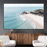 79395467-MGV-CV-36X24-Coastal Wall Art – Aerial Beach Canvas Print, Ocean Waves and Sandy Shore Photography Decor for Bedroom, Living Room, Office,