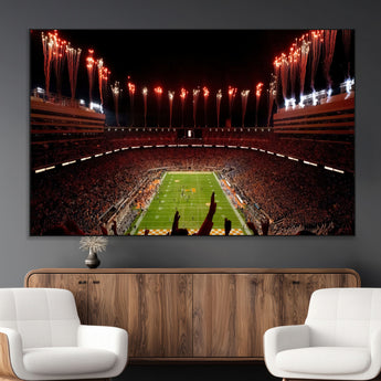 73358115-MGV-CV-36X24-Tennessee Volunteers Wall Art – Neyland Stadium Fireworks Night Game Canvas Print, Vols Football Checkerboard Endzone Sports Decor