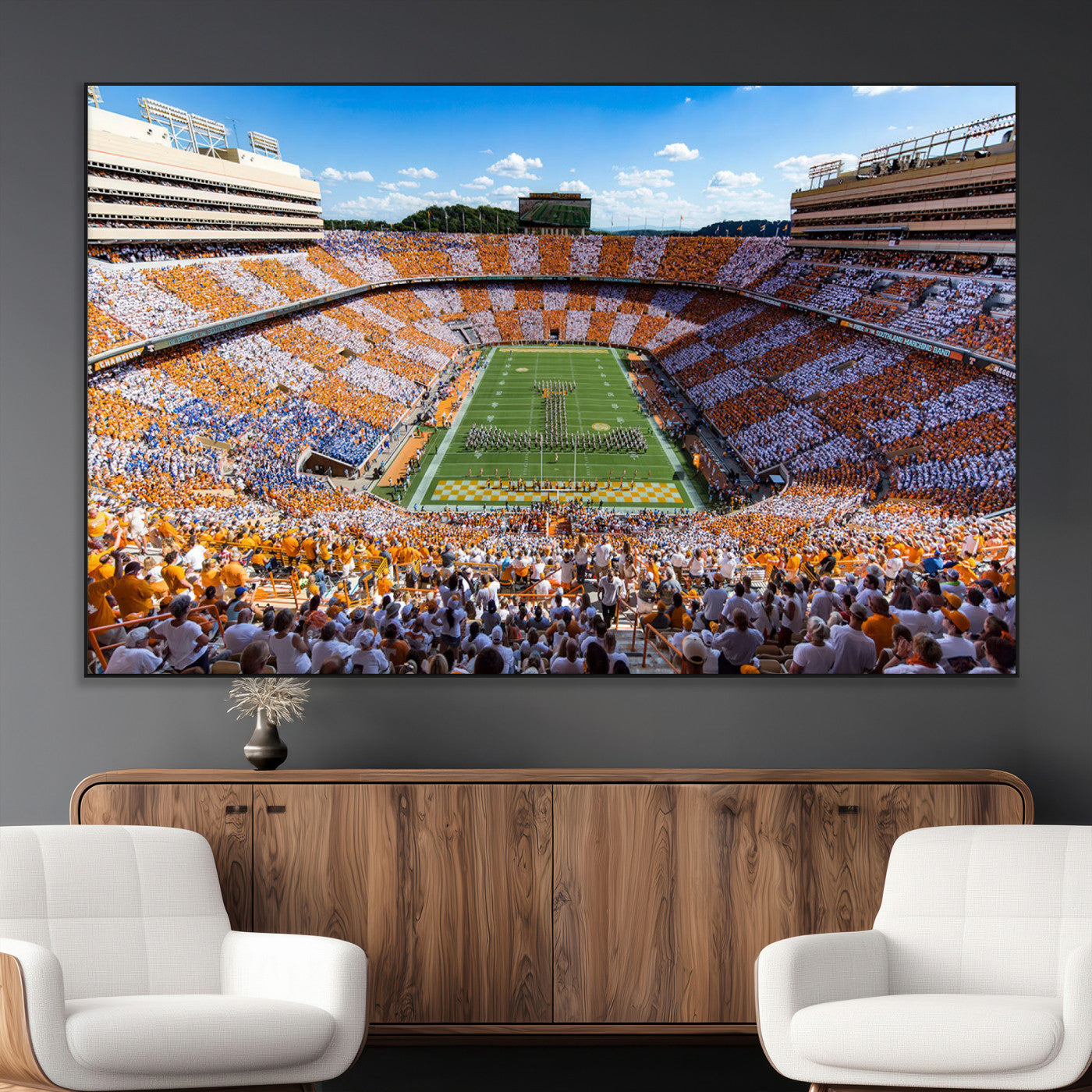 77097951-MGV-CV-36X24-Neyland Stadium Wall Art – Panoramic Tennessee Volunteers Football Field Canvas Print, Game Day Decor for Office, Man Cave, Living